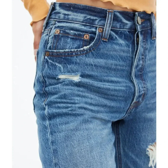 Aeropostale '90s Super High-Rise Straight Hemp Jeans Dark Wash Size 0 - Picture 4 of 9